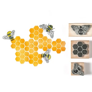 Bee Rubber Stamp - stamps for card making - Honeybee Stamp - Honeycomb - Beekeeper Stamp - Craft set - Craft gift set - craft stamp