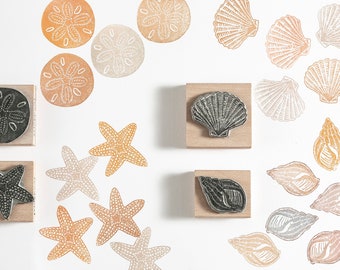 Shell rubber stamp, Starfish rubber stamp, Sand Dollar rubber stamps, Sea Stamps, Shell Stamps. seaside stamps, craft stamp, gift for her