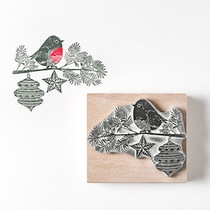 Rotkehlchen Weihnachtsstempel - Weihnachtsstempel - Weihnachtsgeschenk - Bastelgeschenk - Weihnachtskarte Stempel