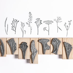 Grassen en Weide Stempels | Ambachtelijke cadeauzegels | Bloemenstempel | ambachtelijke benodigdheden | houtstempels | dagboek postzegels