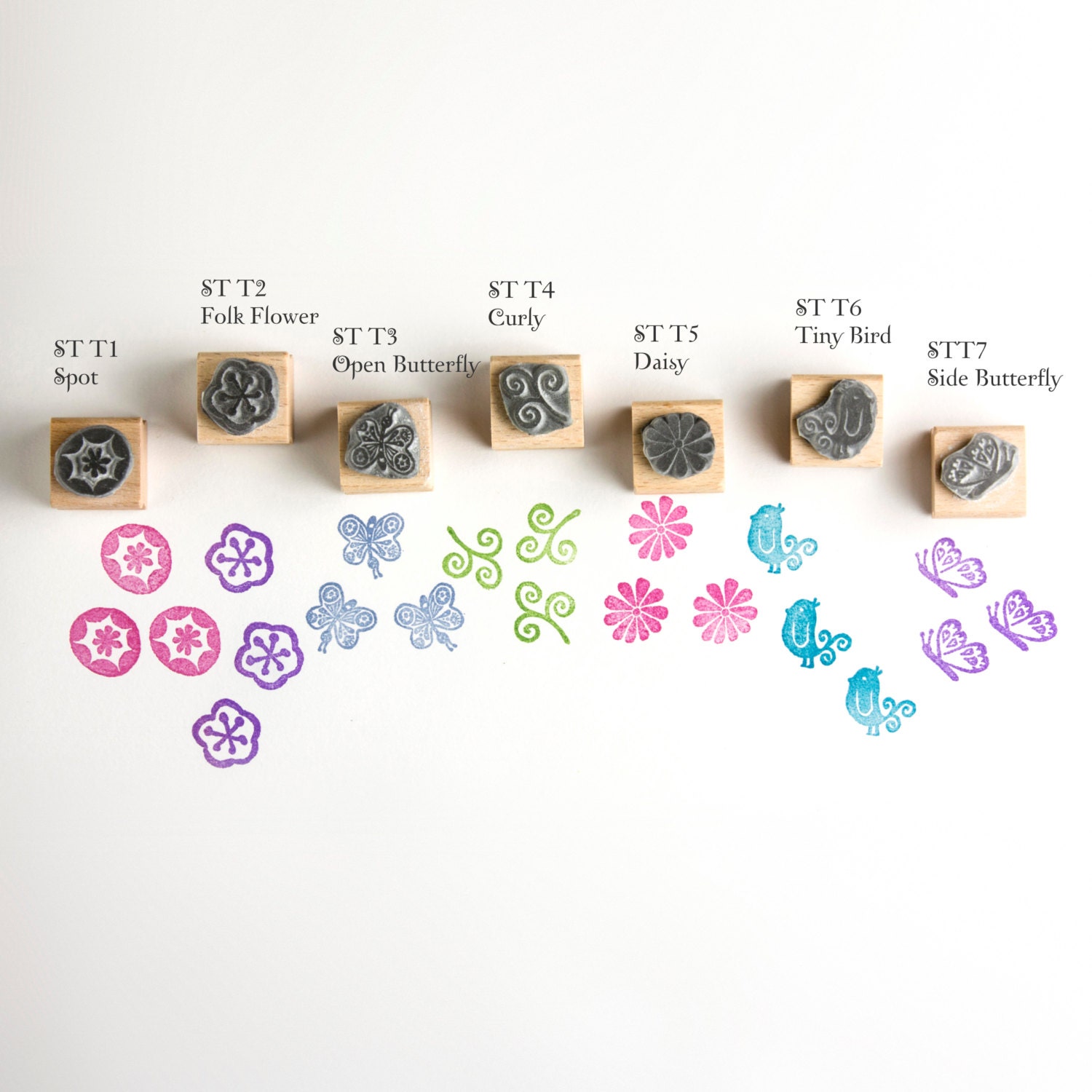 Tiny Rubber Stamps, Flower and Butterfly Rubber Stamps 