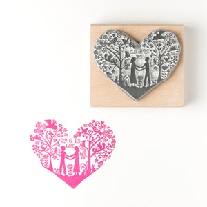 Personnalisé vous et moi coeur timbre en caoutchouc pour faire-part de mariage/Save the date