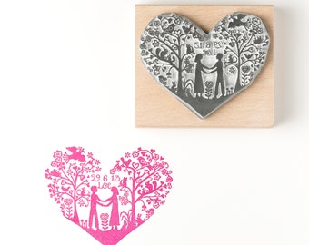 Personalised You and Me Heart Rubber Stamp for Wedding Invitation/Save the Date