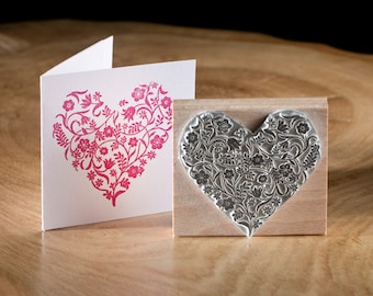 Wedding Rubber Stamp Small Flowery Heart