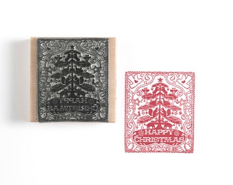 Christmas Tree Rubber Stamp - Christmas Stamp - Christmas gift - stocking filler - Art stamp - craft gift - Christmas Card Stamp