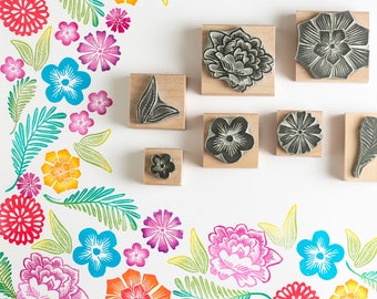 Mexican Flower Rubber Stamp, Floral Craft Stamp, Wedding Stamp
