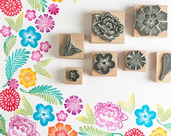 Mexican Flower Rubber Stamp, Flower Stamp, Mexican Stamp, Wooden Stamp, Stamp set, Wedding Stamp, craft stamp, gift for her, floral stamp