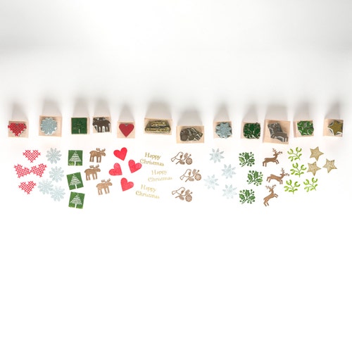 Tiny Christmas Rubber Stamps Christmas Stamp Christmas Etsy