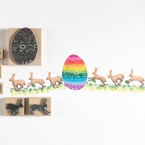 Large Easter Egg Rubber Stamp, Easter Cardmaking, Easter Craft, Easter Bunnies Rubber Stamp