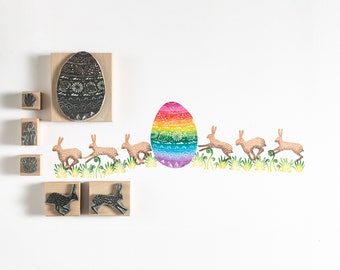 Large Easter Egg Rubber Stamp, Easter Cardmaking, Easter Craft, Easter Bunnies Rubber Stamp
