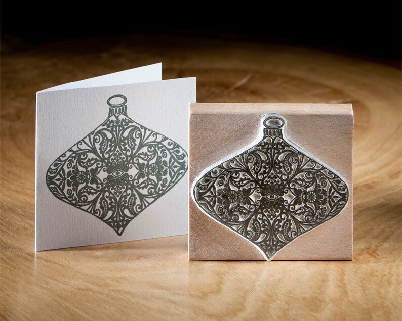 Christmas Rubber Stamp Damask Bauble Etsy UK