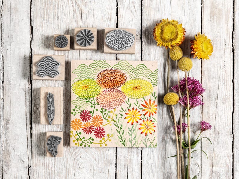 Japanese Flowers and Pattern Rubber Stamps, Flower Stamps for Card ...