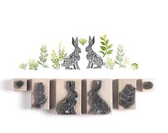 Hare Rubber Stamp, Leaf and Foliage Stamps, stamps for card making