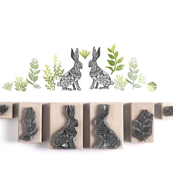 Hare Rubber Stamp, Leaf and Foliage Stamps, stamps for card making