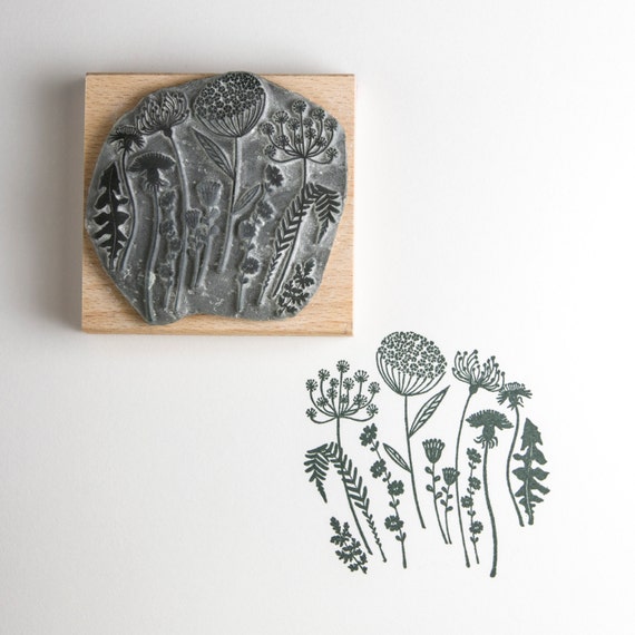 Wild Flower Silhouette Rubber Stamp, flower stamp, wild flower, craft  stamp, art stamp, gift for her, stationary, card making