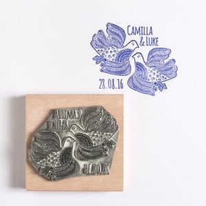 Personalisierte Lino geschnitten Liebe Vögel Stempel