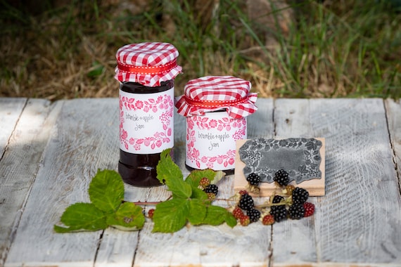 Jam Jar Rubber Stamp Jam Jar Labels Gift for Foodie Fruit Stamper Kitchen Strawberry Jam Jam Making Jam Jar Rubber Stamp