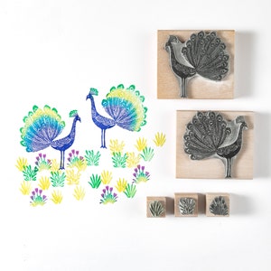 Peacock Rubber Stamp - timbro piuma - bolvone pavone - timbro artigianale - timbro uccello - timbro d'arte - timbro di nozze
