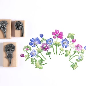 Anemone Rubber Stamps, Flower Stamps for Card making