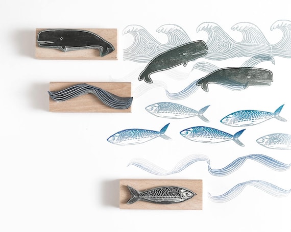 Whale Message Wooden Stamp Whale Message Wooden Stamp