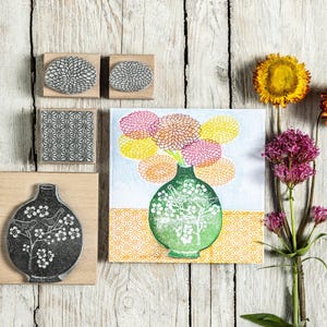 Japanese Flowers and Pattern Rubber Stamps, Flower Stamps for Card ...