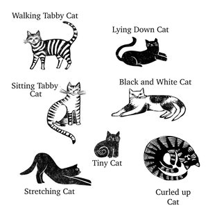 Cat Rubber Stamps, House Plants, Tile Pattern Stamps for card making, gift for cat lover image 2