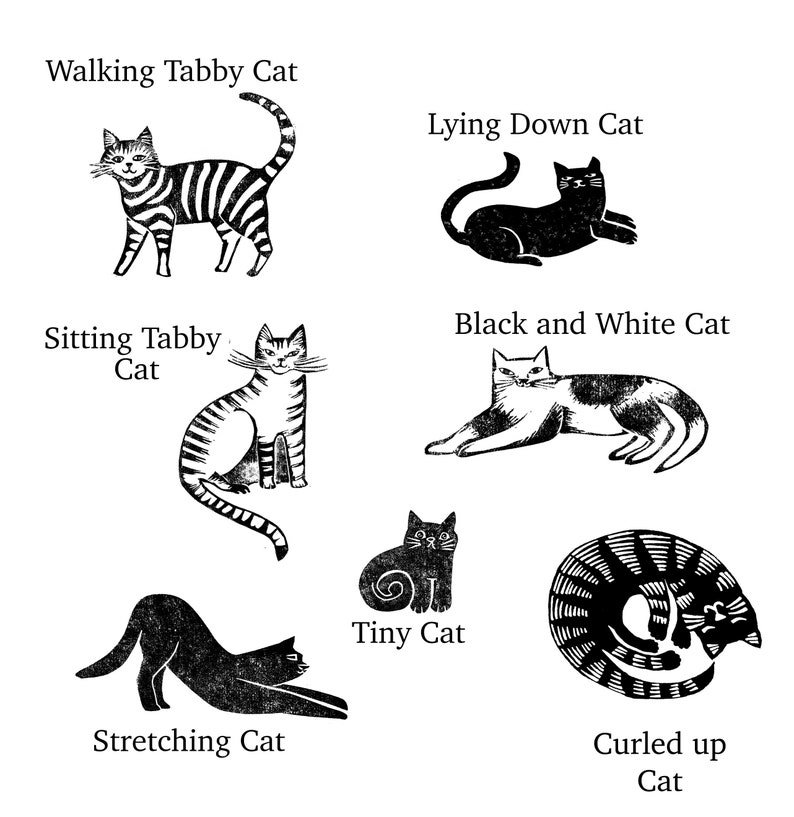 Cat Rubber Stamps, House Plants, Tile Pattern Stamps for card making, gift for cat lover image 2