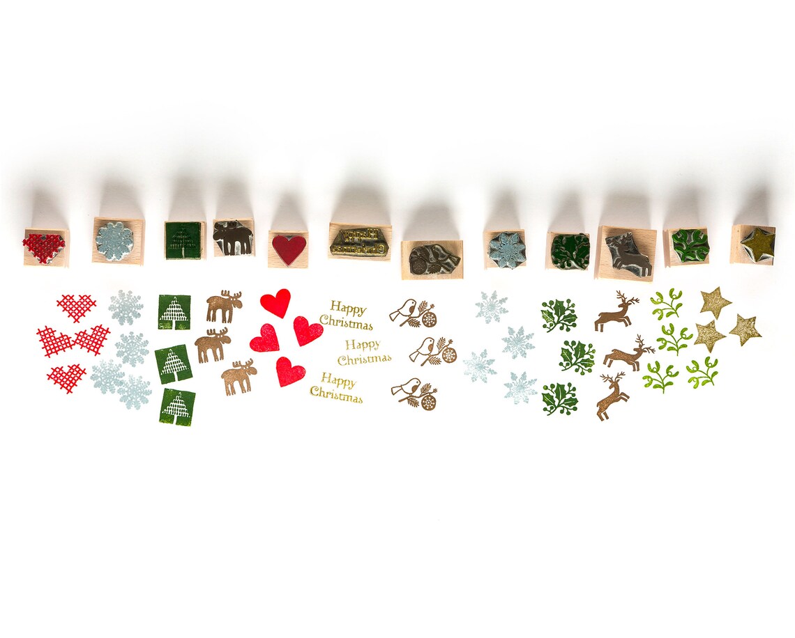 Tiny Christmas Rubber Stamps Christmas Stamp Christmas Etsy