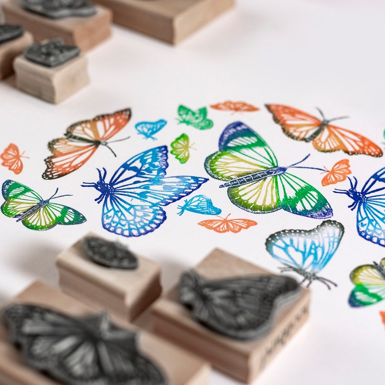 thumbnail image 2 of Stamps By Impression Butterfly Rubber Stamp - Hand-Cut, Mounted On Wood Block 2 of 12