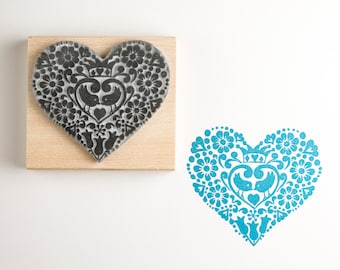 Wedding Rubber Stamp Two Birds Heart