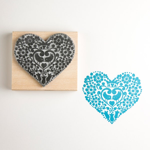 Wedding Rubber Stamp Two Birds Heart