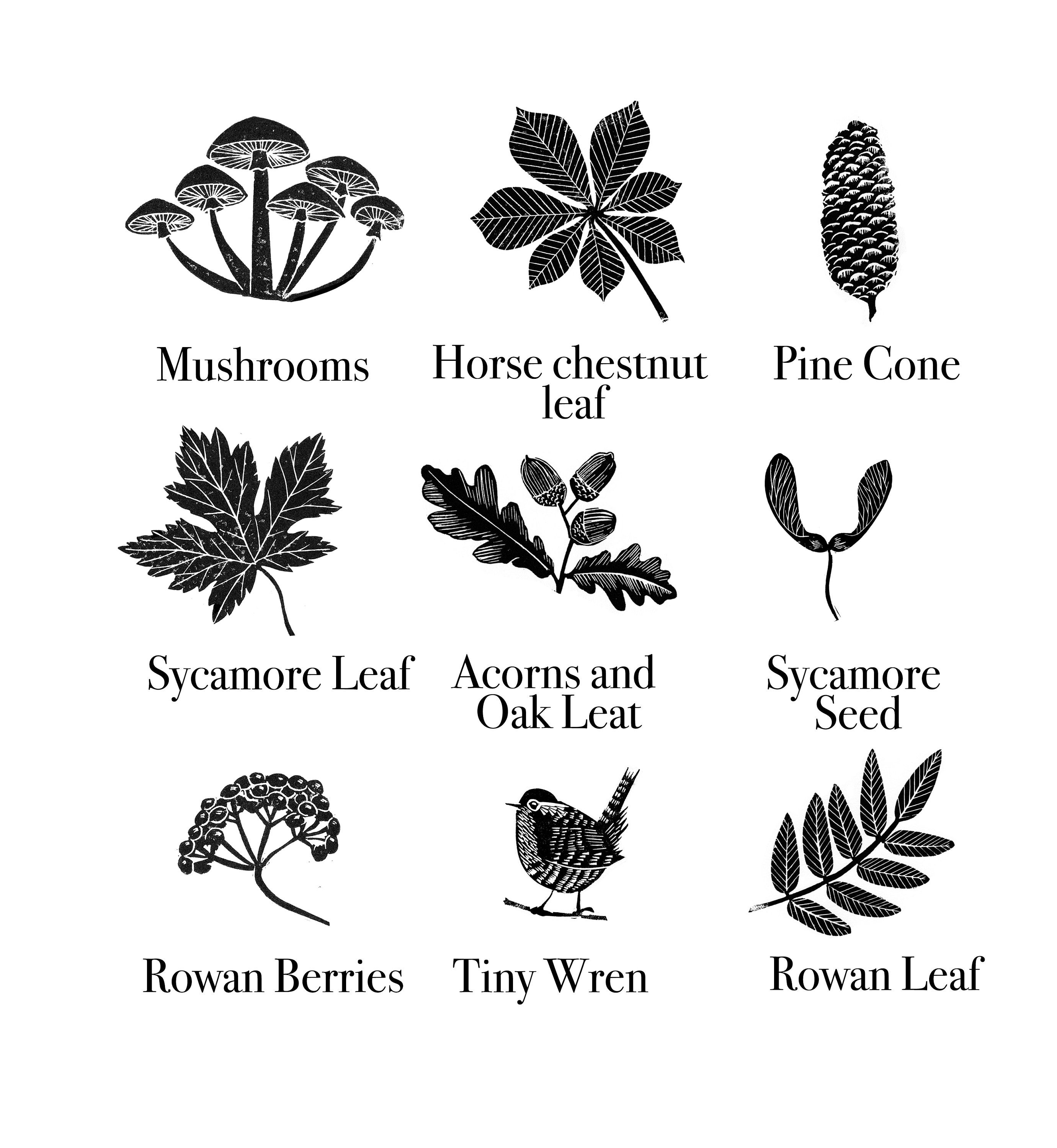 Autumn Rubber Stamps Leaves Berries Mushrooms Acorns and - Etsy