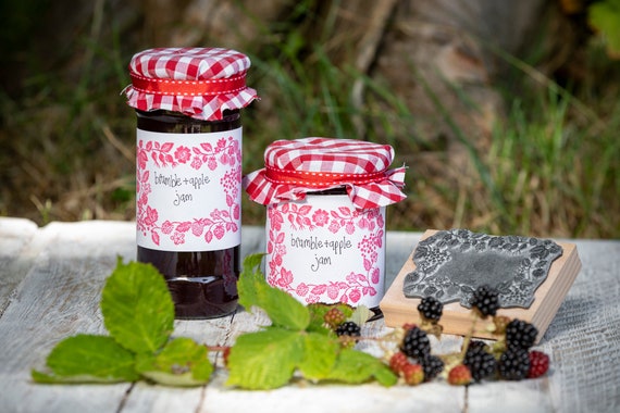 Jam Jar Rubber Stamp Jam Jar Labels Gift for Foodie Fruit Stamper Kitchen Strawberry Jam Jam Making Jam Jar Rubber Stamp