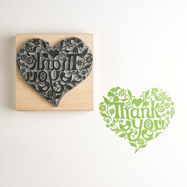 Thank You Heart Rubber Stamp - heart stamp - stationary stamp - craft stamp - art stamp - thank you stamp - business stamp