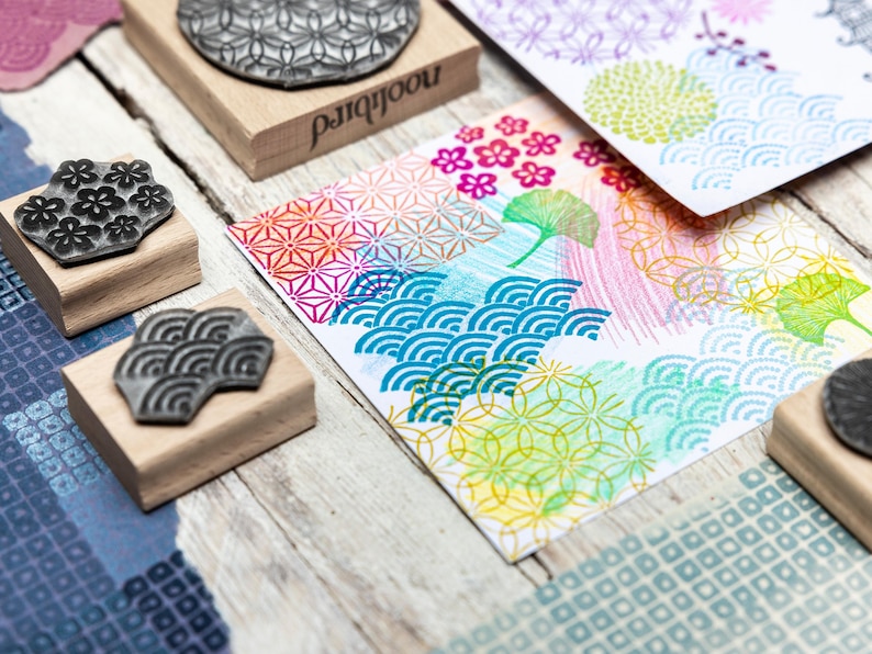 Japanese Pattern Rubber Stamps: Craft Card Making Gift - Etsy