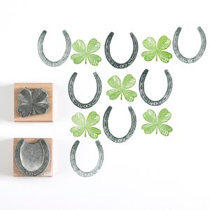 Good Luck Rubber Stamp, Lucky Four Leaf Clover and Lucky Horse Shoe Rubber Stamp