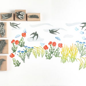Sommer Wiese Stempel, Stempel Blume, Geschenk zum basteln, Blumen Stempel für die Kartenherstellung