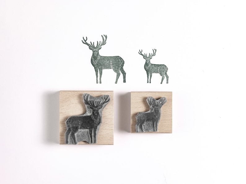 Winter Landscape and Stag Stamp, Christmas Rubber Stamp, Stag Stamp, Pheasant Stamp image 4