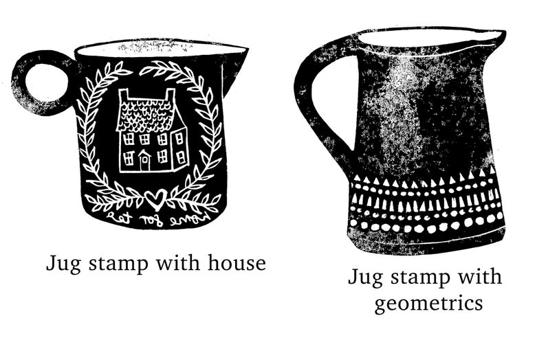 Flowers and Jug Rubber Stamps, Flower Rubber Stamp, Jug Stamp, Craft ...
