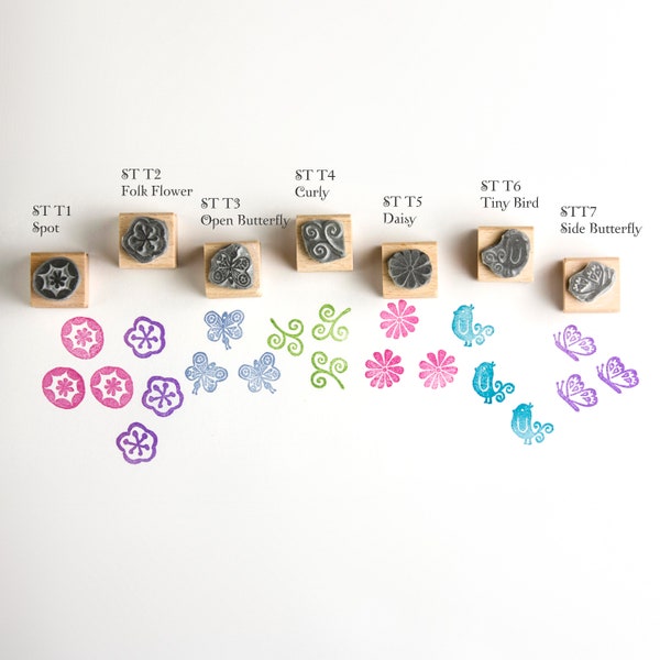 Tiny Flower Rubber stamps, Butterfly Rubber Stamps and Bird Stamps, Tiny Rubber Stamps, Kids Tiny Stamps