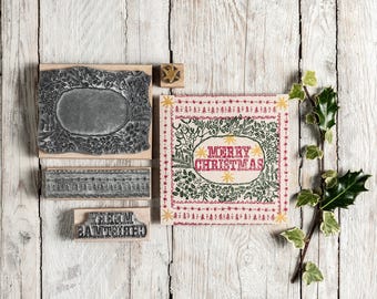 Christmas Garland Frame Stamp, Craft Gift, Stamp for Card making