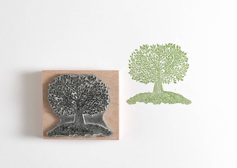 Tree Rubber Stamp Tree of Life Oak Tree Stamp Nature Stamp Etsy