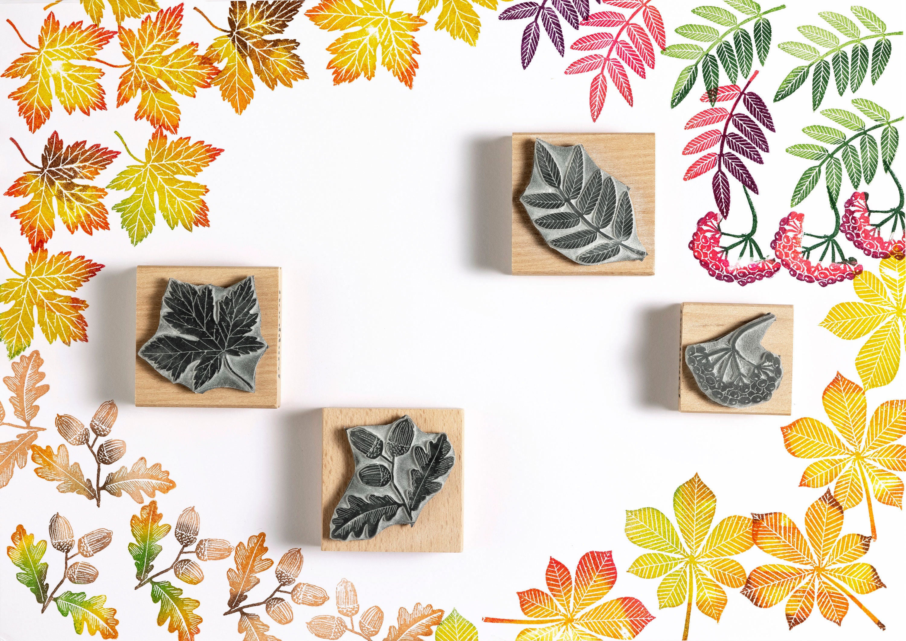 Autumn Rubber Stamps Leaves Berries Mushrooms Acorns and - Etsy