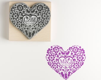Personalised Two Birds Heart Rubber Stamp-Wedding Stamp-Save the Date Stamp-Custom Rubber Stamp-Custom Wedding Favour-Wedding Invitation