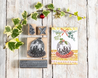 Christmas Pudding Stamp and Retro Christmas Cracker stamps