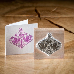 Christmas Rubber Stamp Two Birds Bauble