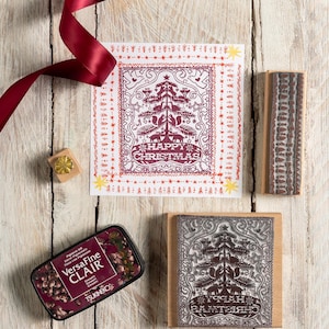 Happy Christmas Stempel - Weihnachtsstempel - Tannenbaum - Weihnachtskarten Stempel - Weihnachtsgeschenk - Wunschstempel