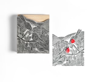 A Pair of Robins Rubber Stamp
