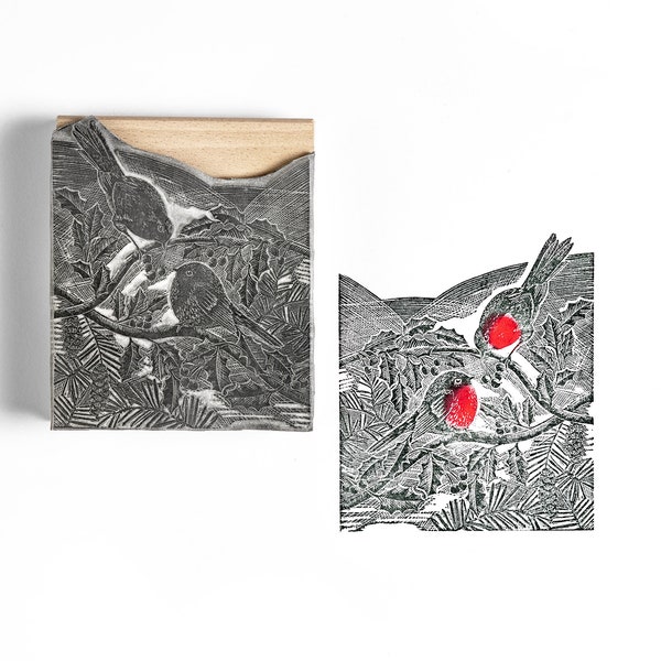 A Pair of Robins Rubber Stamp