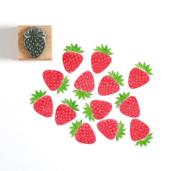 Strawberry Rubber Stamp, Berry Rubber Stamp, Fruit Stamp